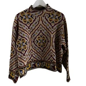 Anthropologie Mock Neck Art Deco Sweater
